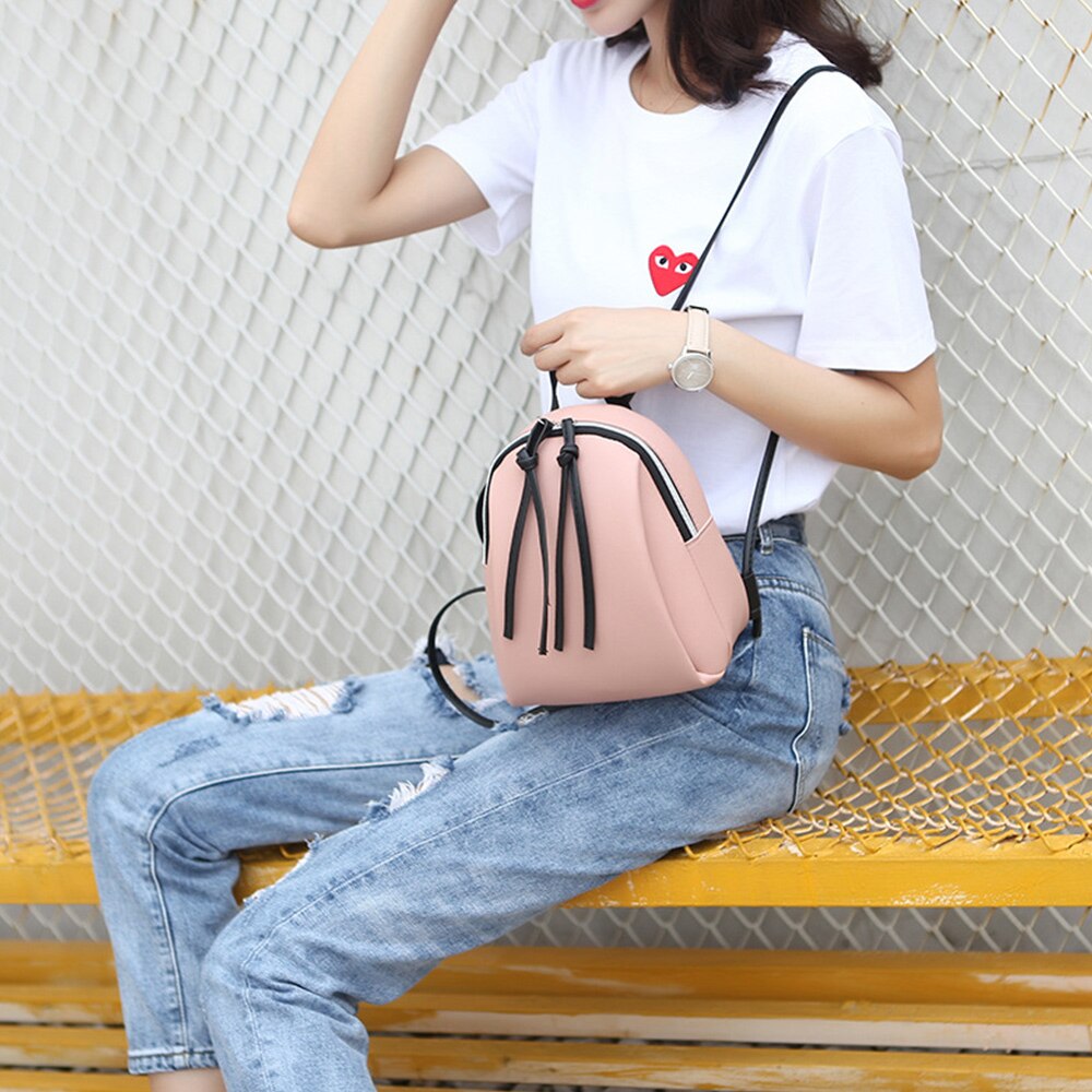 Women Shoulders Small Backpack Letter Purse Mobile Phone Simple Ladies Travel Bag Student School Backpacks