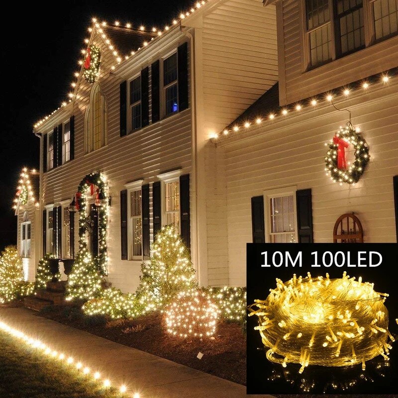10m ledede streng lys festoon lamper vandtæt udendørs krans fe lys juledekoration til hjem julelys indendørs