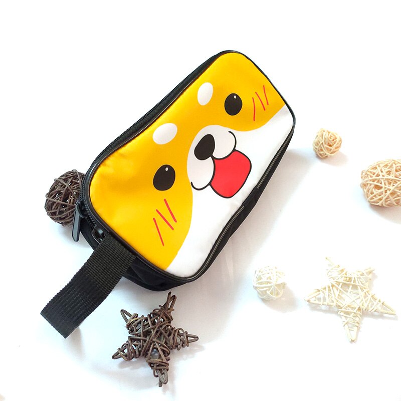 Cartoon Animals Cute Shiba Inu Pouch Pencil Case Bag Case Double Zipper Wallet