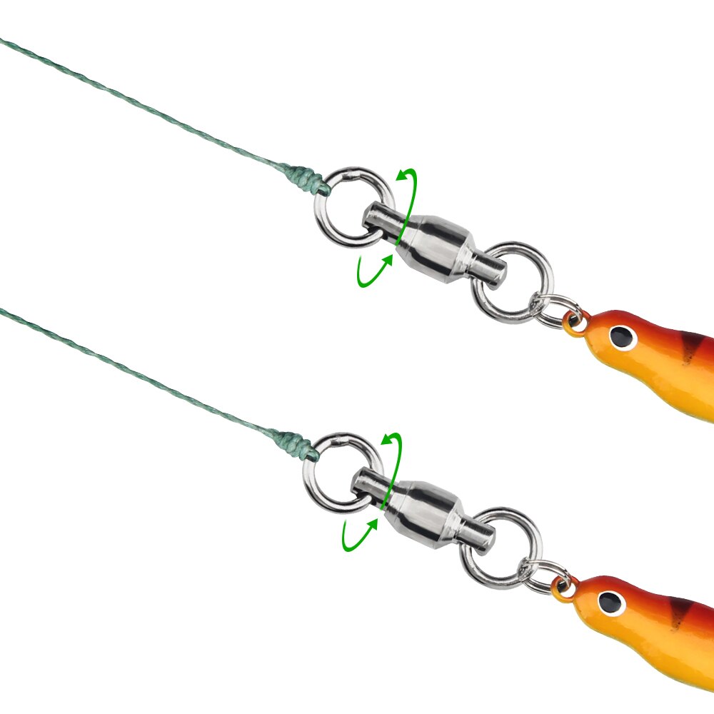 Dndyuju 10Pcs Vissen Swivel Heavy Duty Ball Bearing Swivel Met Solid Ring Connector Rvs Kralen Vissen Haak Visgerei