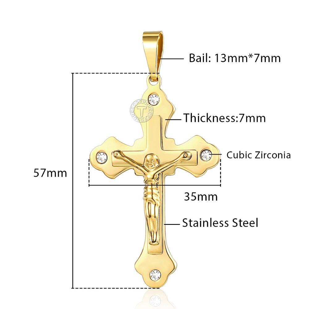 Trendsmax Men's Jesus Cross Pendant Stainless Steel Charms Gold Silver Color Male Jewelry KPP3