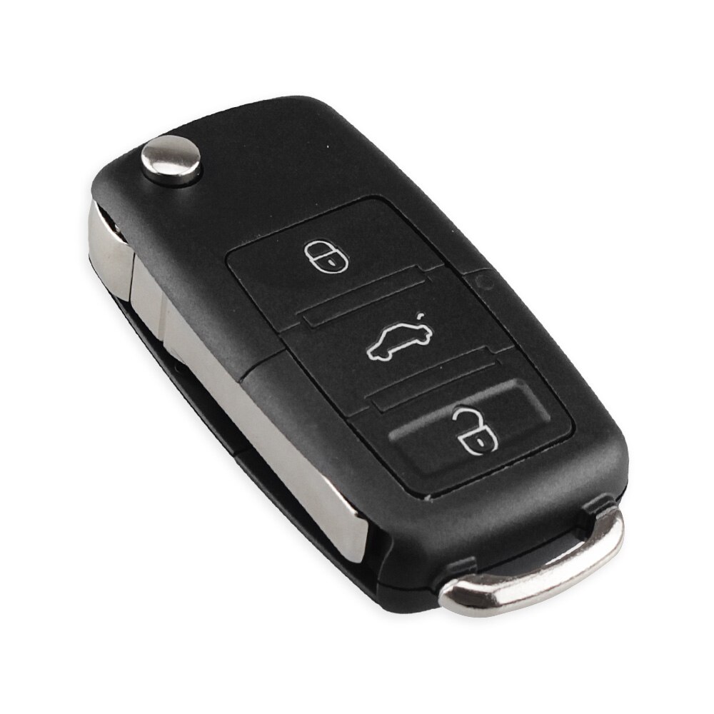 Keyyou flip hopfällbar bilnyckelskal för volkswagen vw jetta golf passat  b5 b6 beetle polo bora caddy  mk5 skoda 3 knappars fjärrkontroll