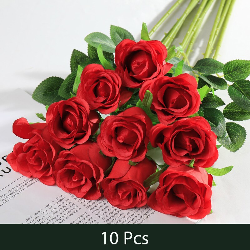 10 Pcs Rose Artificielle Flower Silk Rose Flower 50cm High Wedding Flowers Decoration Luxury Home Decor Valentine Day