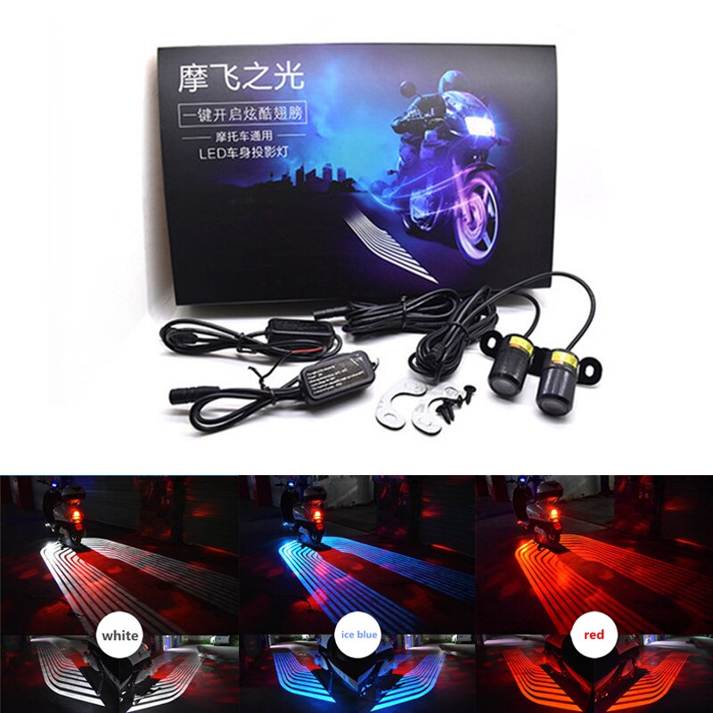 Juego de luces de advertencia para motocicleta, luz LED decorativa para proyector, alas de Ángel, sombra de fantasma Universal, ambiental, 1 Juego