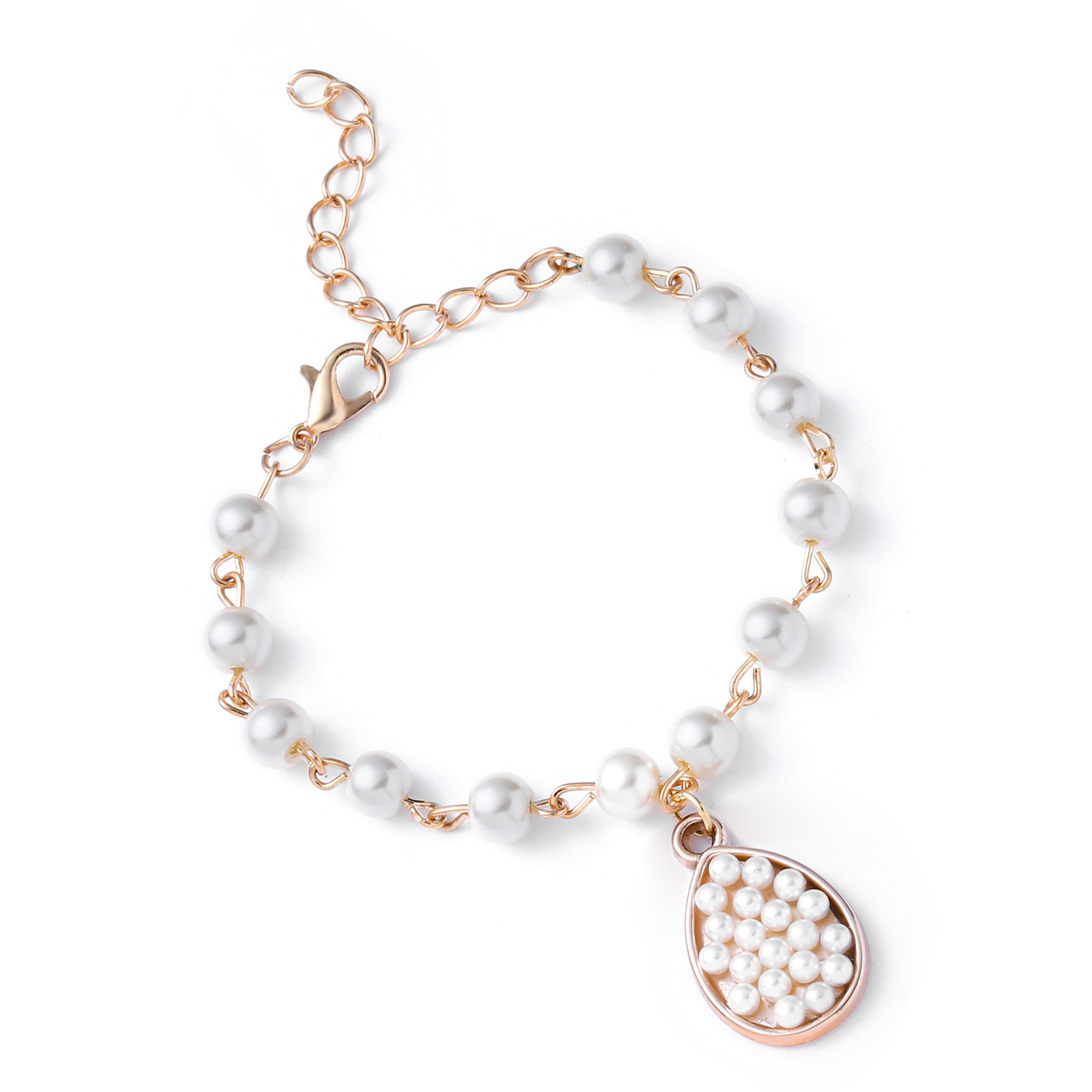 Pulsera geométrica hueca de oro para mujer, cadena de eslabones con diamantes de imitación, corazón redondo, Margarita, de joyería, 1 unidad: BR18Y0728-2