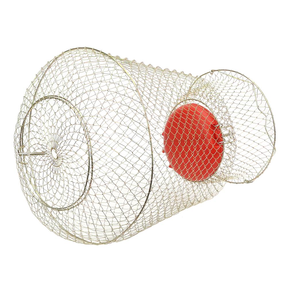 Foldable Metal Steel Wire Fish Lobster Mesh Fishing Net Crab Cage Trap Net Crab Shrimp Trap With Handle Foldable Basket
