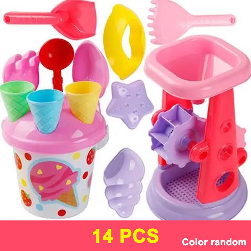 Kids Beach Playing Toys Shovel Barrel and Sands Molds Baby Summer Beach Hourglass Digging Sand Toy Set Beach Sand Dune Tool Toys: 14PCS