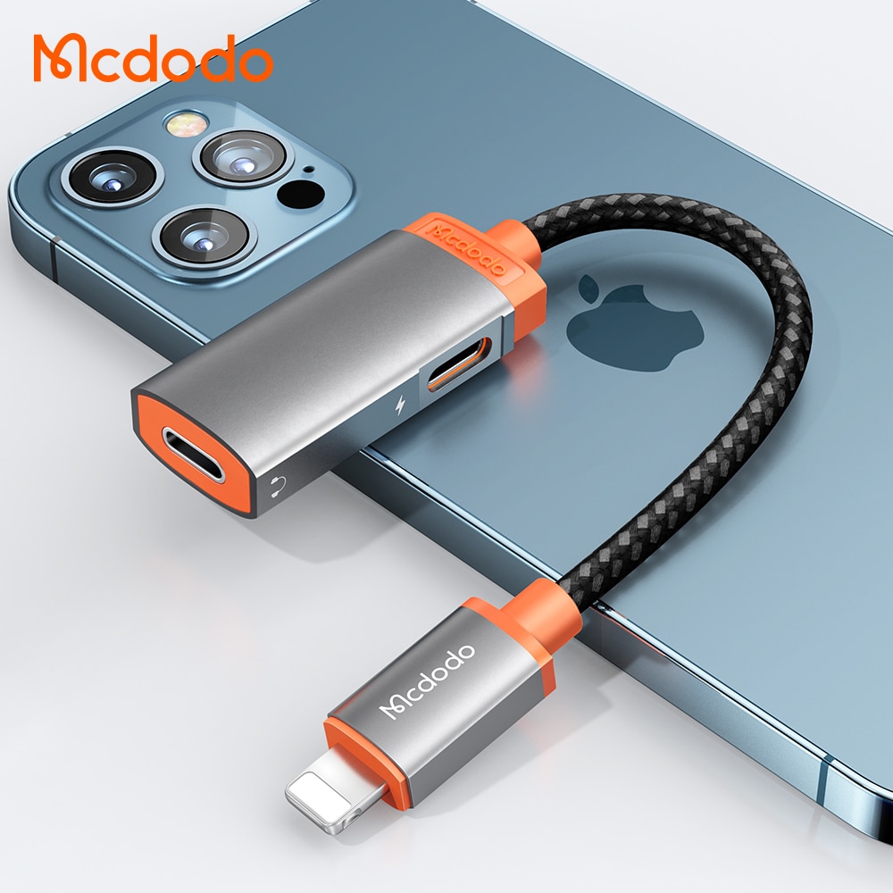 Mcdodo Lightning to Lightning&amp;3.5mm/Dual Lightning Audio Adapter Support iPhone 13ProMax 12ProMax 11ProMax Xr XsMax 8 7Plus