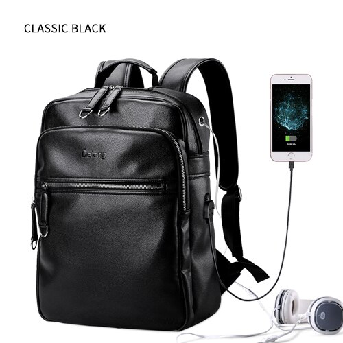 LIELANG Mochila de cuero de los hombres a prueba de agua 15,6 pulgadas portátil mochilas para adolescente casuales de los hombres plástico Mochila para hombre, Mochila bolsa: LN3553-4011 black