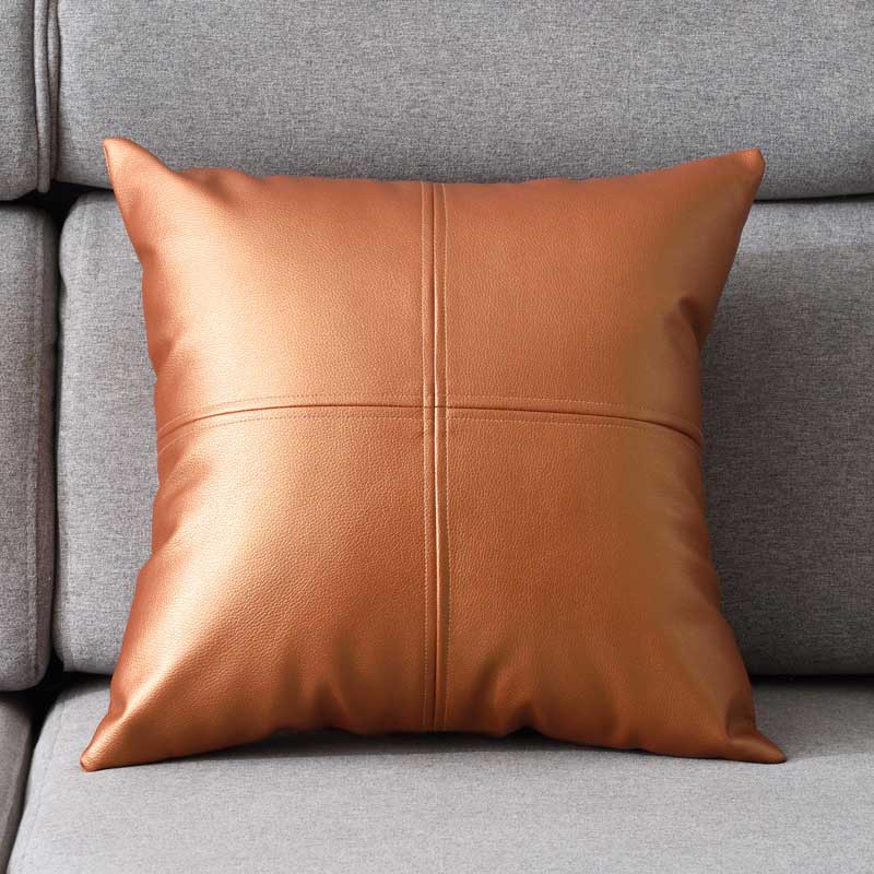 1pcs Sofa Bench Seat Pillow Leather Stitching Insert Filling Cushions 45x45cm: golden / Cover