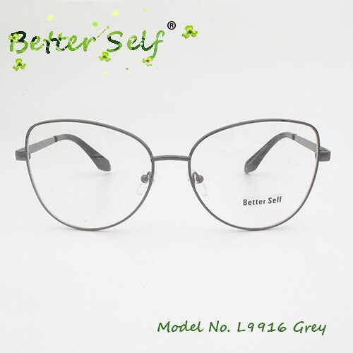 Better Self L9916 Prescription Eyewear Alloy Spectacles Gold Eyeglasses Frames For Women Myopia Optical Cat Eye Glasses: Gray