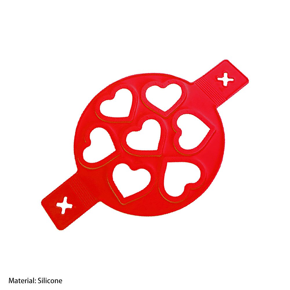 7 fori stampi per pancake antiaderenti anello stampo per uova fritte in silicone riutilizzabile pancake creatore anello per uova cucina cottura strumenti di cottura: cuore-a forma di