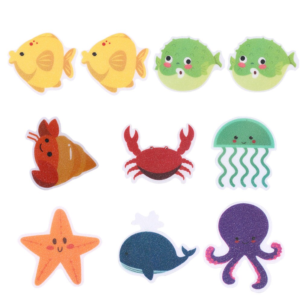 20pcs Marine Cartoon Stickers Cartoon Bathtub Stickers Slip Prevention Decals Self-adhesive Tub Pasters