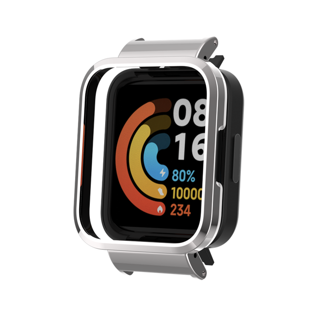 Coque de protection antichoc en acier inoxydable, pour Xiaomi Redmi Watch 2 Lite, cadre métallique: silver / Redmi Watch 2