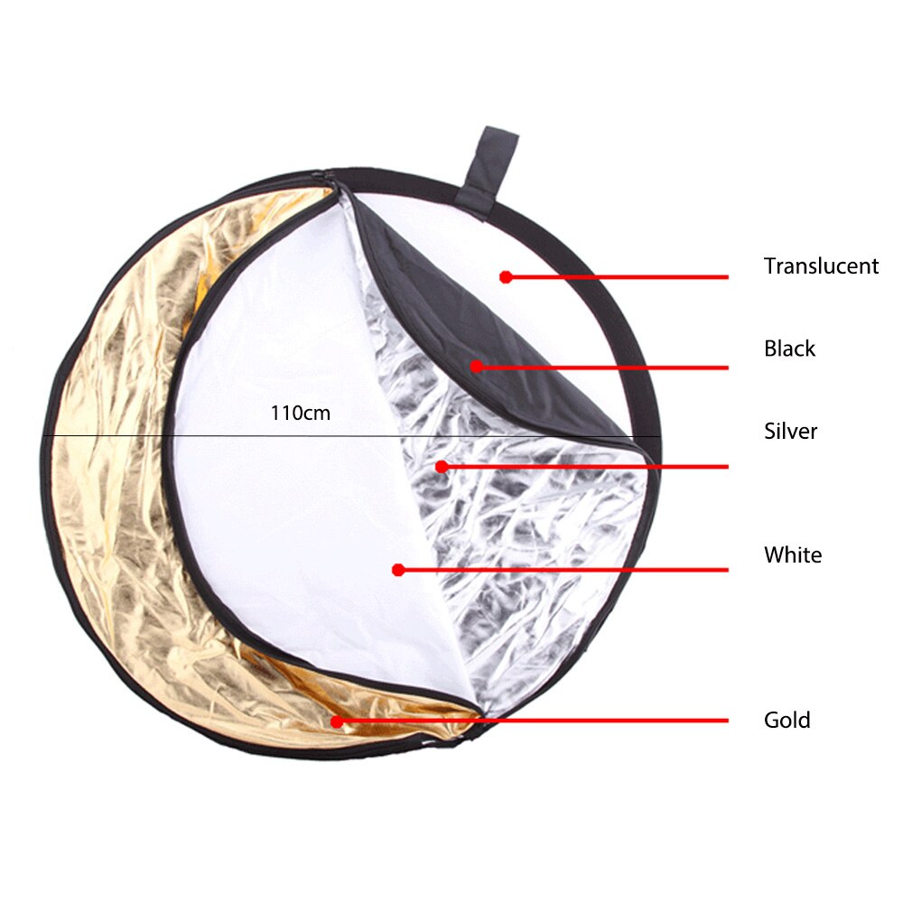 43 ''110 cm 5 in1Portable Inklapbare Ronde reflector GdBaMa Fotografie Wit Silivery Reflector voor Studio Multi Photo Diffuers