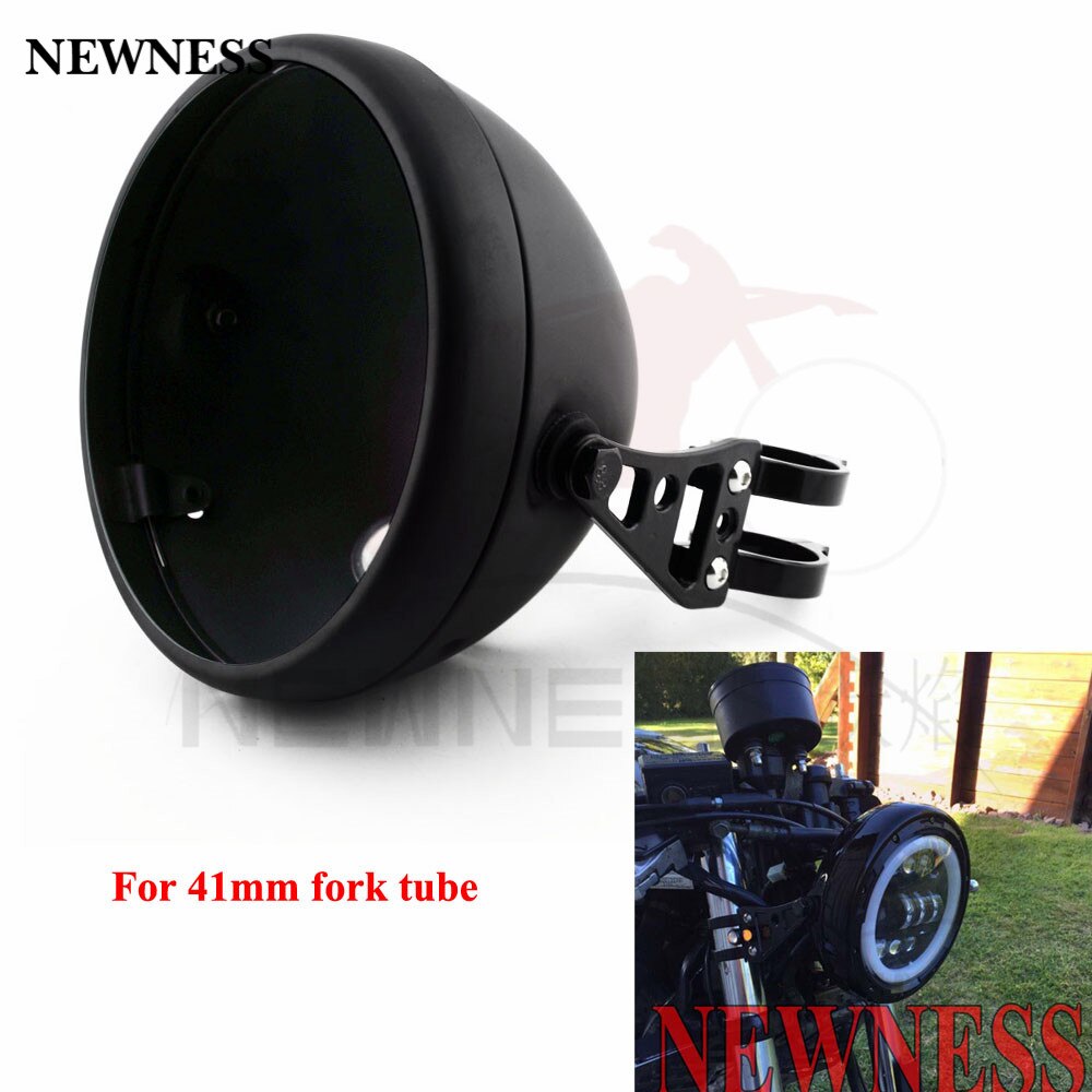 Motorcycle 7" Bucket Shell Headlamp Bracket Front Fork Headlight Mount Holder Clamp CNC Fork Tube Spotlight Headlight: 41mm set 1