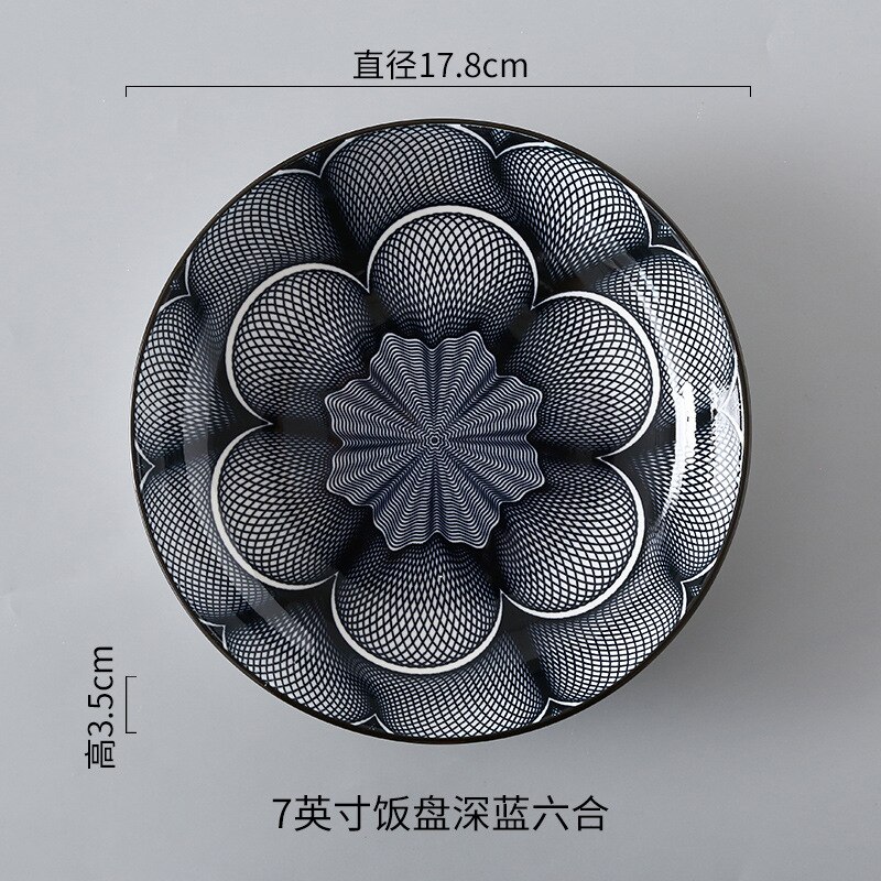 Creatieve Japanse Stijl 7 Inch Keramische Plaat Ontbijt Rundvlees Dessert Gerechten Fruit Snack Plaat Eenvoudige Ondiepe Schotel Thuis Steak Schotel: 3