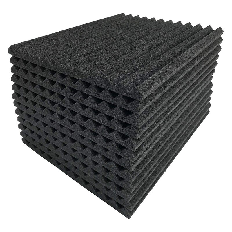 12 Uds. Paneles acústicos negros, espuma insonorizante, baldosas acústicas de estudio, cuñas de sonido de espuma 2,5x30x30cm: Default Title