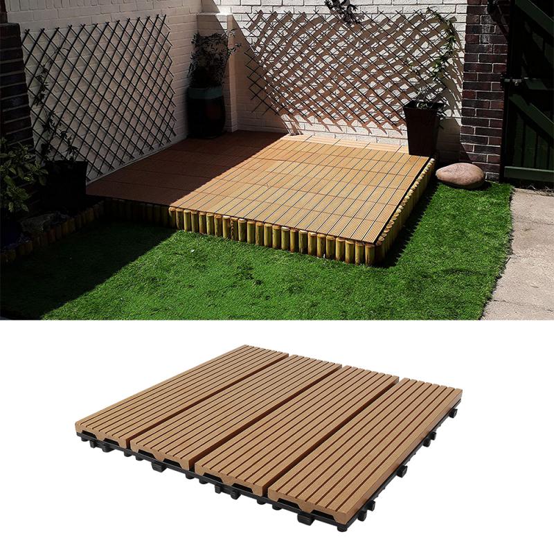 11 stücke zusammengesetzt Garten Boden Bord Holz Boden Textur Holz Fliesen Terrasse Fliesen Boden Fliesen Terrasse Abdeckt Balkon Boden HWC: Aprikose