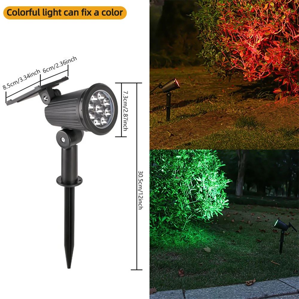 9-LED-Solarstrahler für den Außenbereich, RGB-Solar-Landschaftsbeleuchtung, IP65, wasserdicht, Helligkeit einstellbar, für Garten, Hof, Palmen: Beige / Blau