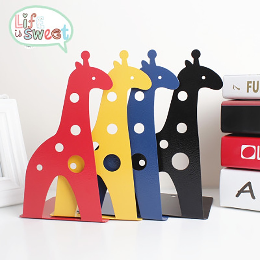 1 paio di animali giraffa Design fermalibri studenti metallo ferro supporti per libri cavi simpatici libri organizzatore titolare forniture scolastiche per ufficio