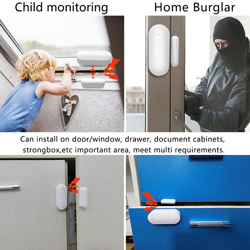 Tuya-sensor de porta inteligente, wi-fi, detecta se a porta está aberta ou fechada, sensor de janela wi-fi, funciona com alexa e google home