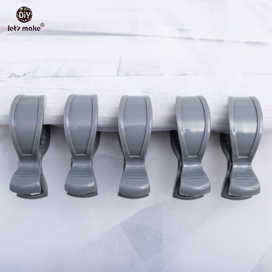Let's make Stroller Plastic Clip Pram Clips 5pc/lot Multiple Colour Baby Shower Universal Clip Baby Nursing Accessories: grey