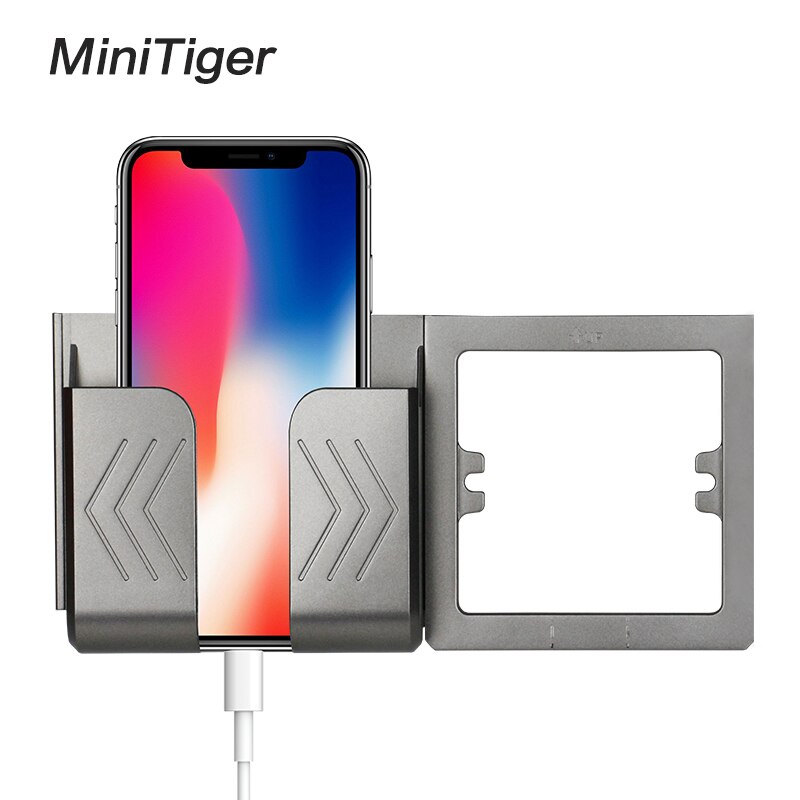 Minitiger grå stikkontakt telefonholder smartphone tilbehør stativ support til mobiltelefon en / to telefonholder