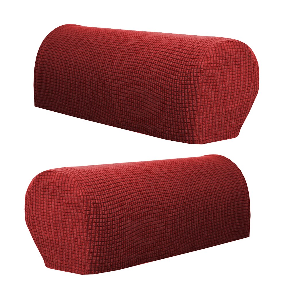 2pcs Universal Furniture Armrest Covers Sofa Couch Chair Arm Protectors: Wine Red