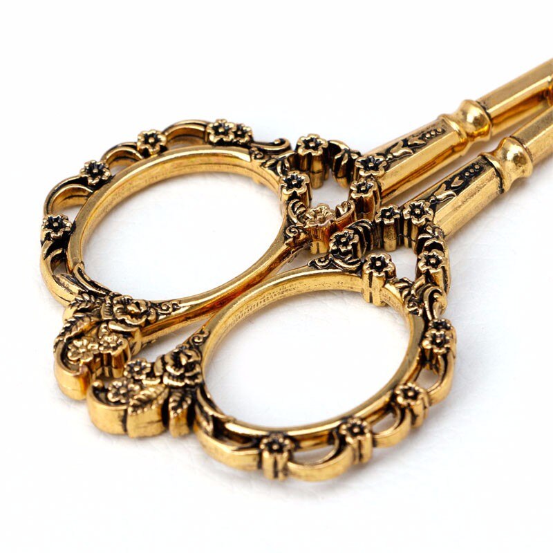 Tijeras florales Vintage europeas de acero inoxidable, papelería para costura, suministros de corte, tijeras de costura, herramientas de bricolaje, C26, 1 ud.