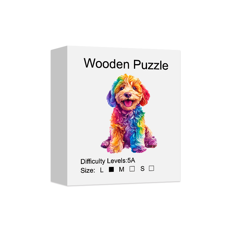 Puzzle in legno colorato per cani da cartone animato, puzzle per giocattoli ad alta difficoltà, addestramento alla concentrazione per adulti, regali di compleanno di Natale: nero