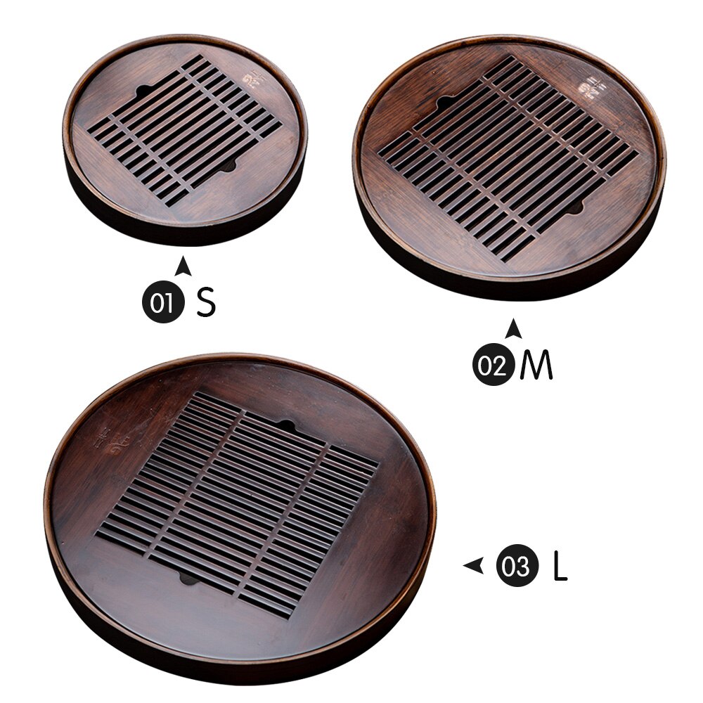 Bamboo Round Tea Tray Drainage Water Storage Tea Board Chinese Tea Tabl Tray For Tea Set Board For Kitchen Accessories