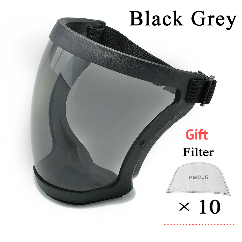 Work Protection Mask Full Face Shield Protection Face Cover Reusable Kitchen Splash Protection Mask Anti-fog Windproof Mask: WHITE