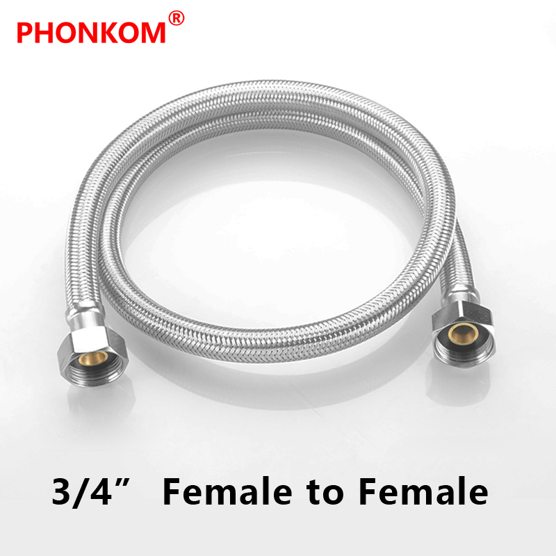 Línea de manguera trenzada de acero inoxidable, Conector de grifo Flexible para calentador de baño, 1/2 pulgadas, DN15, DN20, 3/4, rosca de 10-500cm de longitud