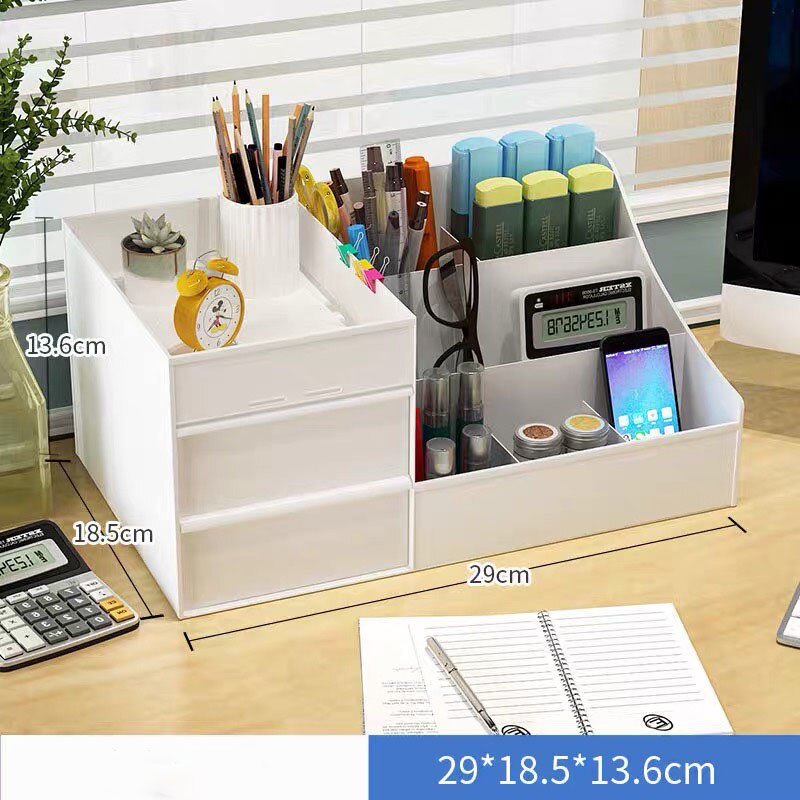 Pen Holder for Desk, Plastic Pencil Organizer Holder, Cute Pen Organizer Storage with Drawer, Ideal for Office, Classroom,