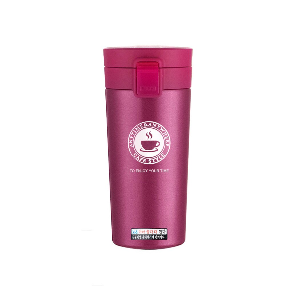 Premium rejse kaffekrus termokande kopper rustfrit stål tumbler kopper vakuum kolbe termo vandflaske til bryllup fødselsdag: 380ml- lyserøde