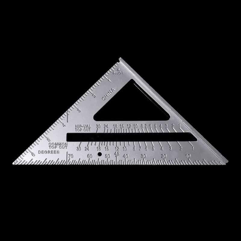 7" Aluminum Rafter Triangle Ruler Angle Protractor Miter Speed Square Measuring Tool For Building Framing Carpenter Tool