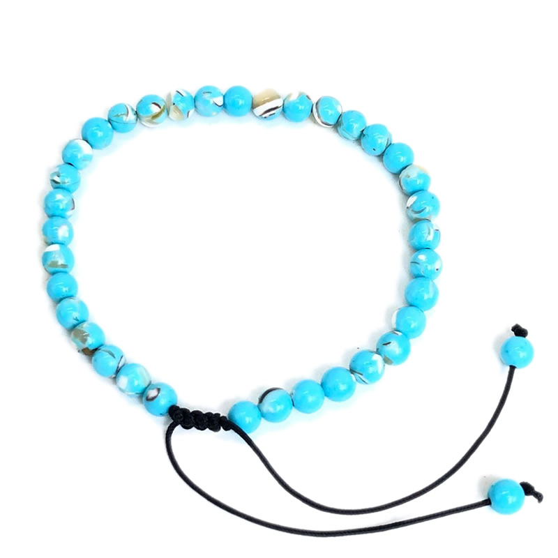 4mm Stone Beads Adjustable Bracelet For Men Shell turquoise malachite Chalcedony Onyx Woven Bracelets Women Yoga Jewelry: ROSE GOLD COLOR