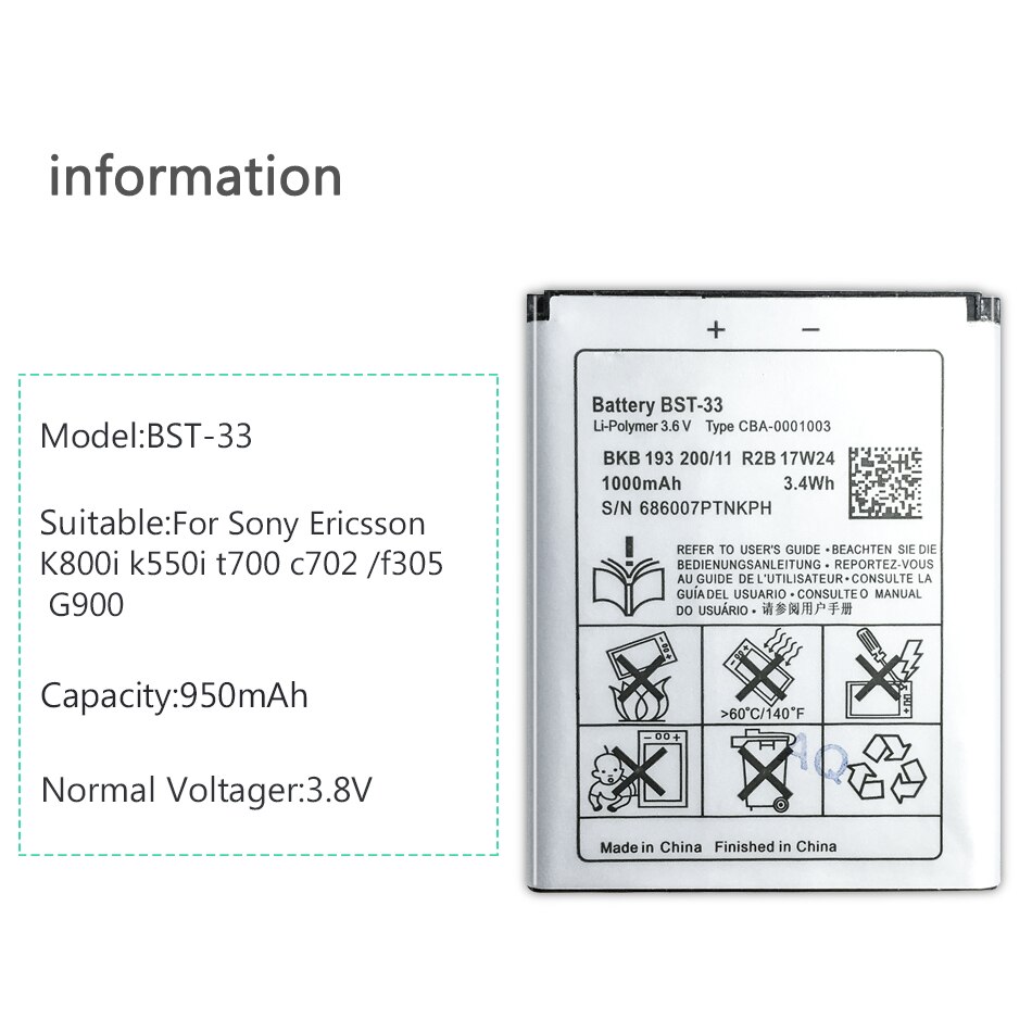 Voor Sony Ericsson Batterij BST-33 Bst 33 BST-38 Bst 38 BST38 BST-37 Bst 37 BST37 BST-36 Bst 36 BST36 BST-39 bst 39 BST39 Batterij