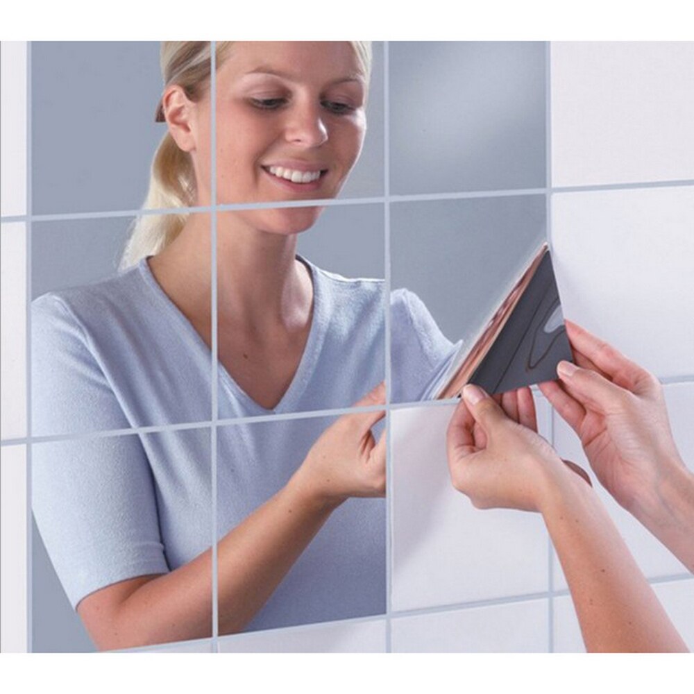 15x15cm Mirror Wall Sticker Waterproof Combination Anti-corrosion Removable Mirror Sticker Home Decoration