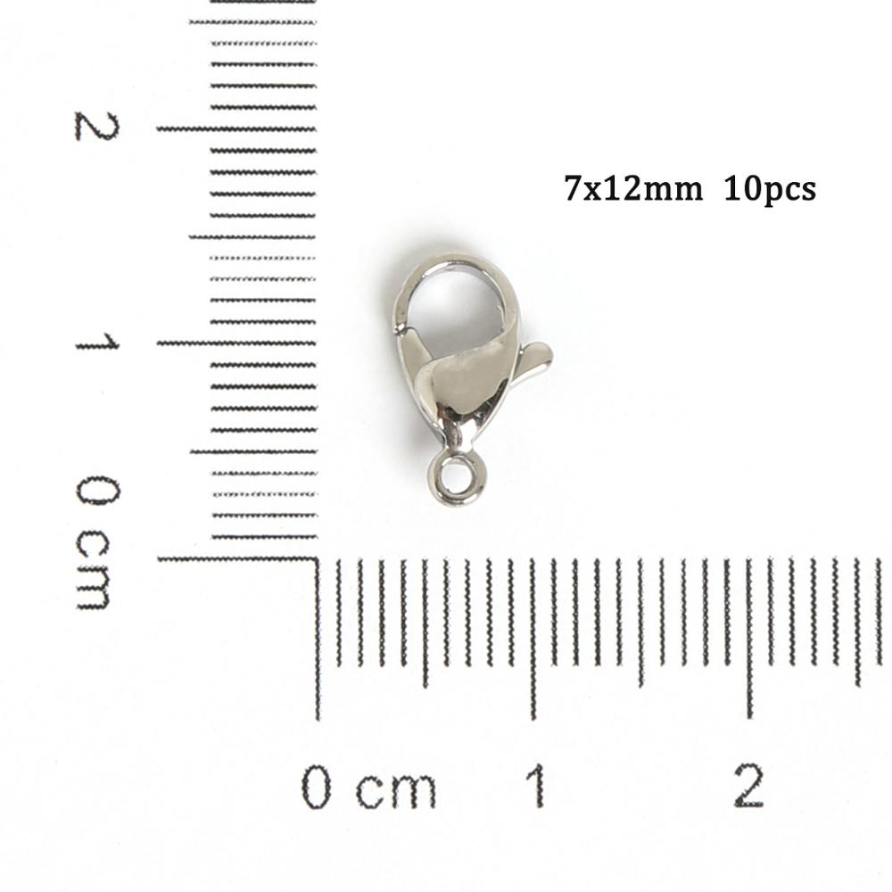 10pcs Stainless Steel Lobster Clasps For Bracelets Necklaces 9-15mm Hooks Chain Closure Findings Accessories For Jewelry Making: 7x12mm