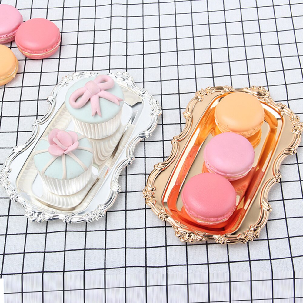 1PC Dessert Tray Rectangle Exquisite Decorative Snacks Cake Dessert Tableware for Party Wedding