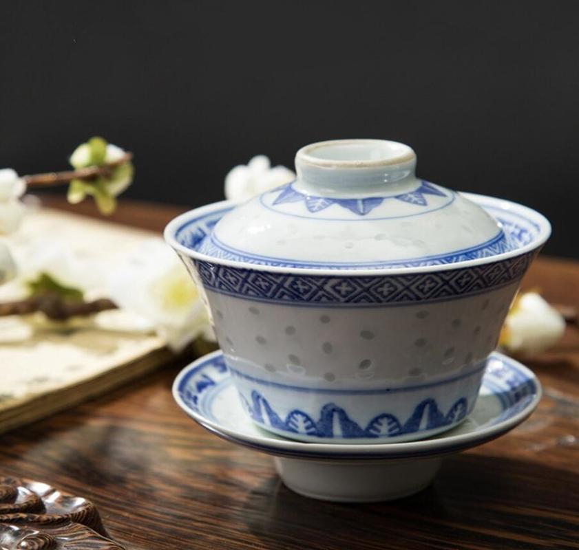 160ml jingdezhen blå og hvid porcelæn te terrin kop kinesisk stil dæk skål te gaiwan te gryde sæt rejse smuk kedel