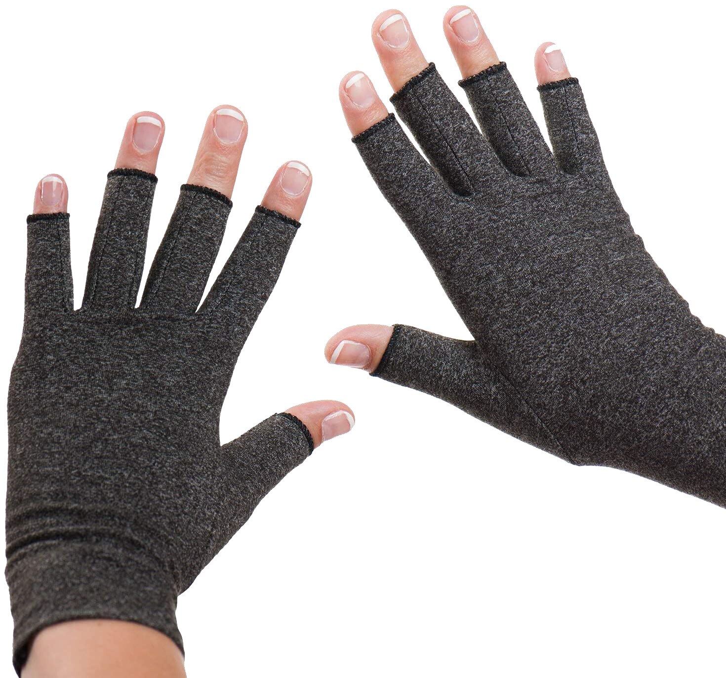 Therapie Kompression Handschuhe Unisex Abgabe Nicht-Slip Druck Handschuhe Half Finger Fitness Handschuhe Arthritis Joint Pain Relief: deep grey / L