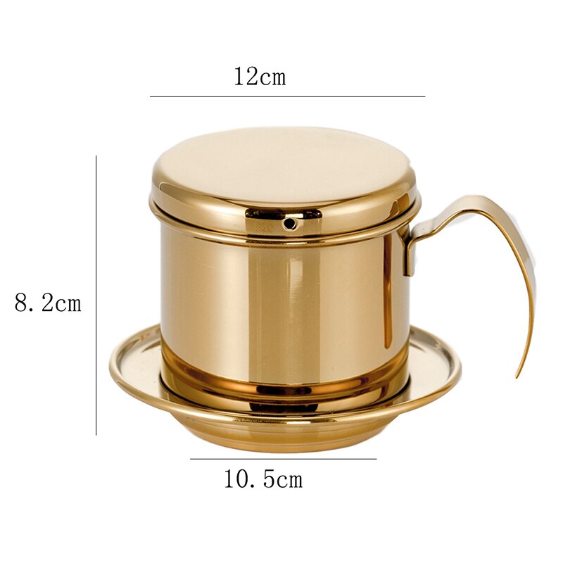 Stainless Steel Vietnamese Coffee Pot Teapot Portable Reusable Office Home Kitchen Tea Set Coffee Utensil Brewing Pot: Rose gold
