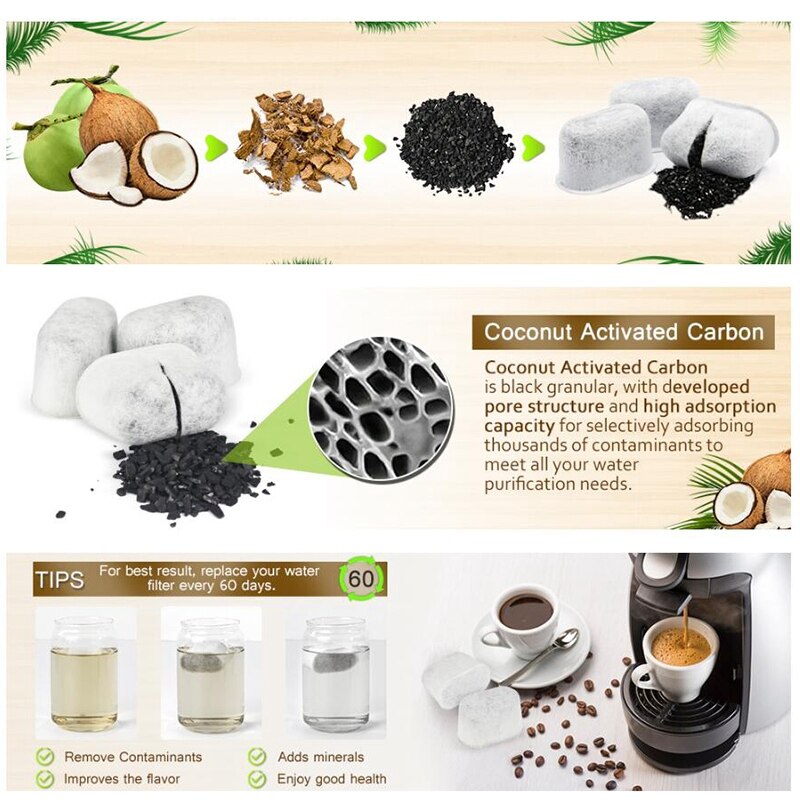 12 Pack Holzkohle Wasser Filter für Cuisinart-Entfernt Chlor, Gerüche Von Wasser für Cuisinart Kaffee Maschinen