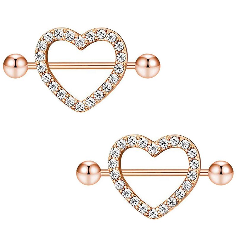 Piercing de acero de titanio con escudo para pezón para mujer, 14G de circonita, mancuerna de corazón, Piercing de vientre, anillos para pezón, joyería corporal, Sexy: 8