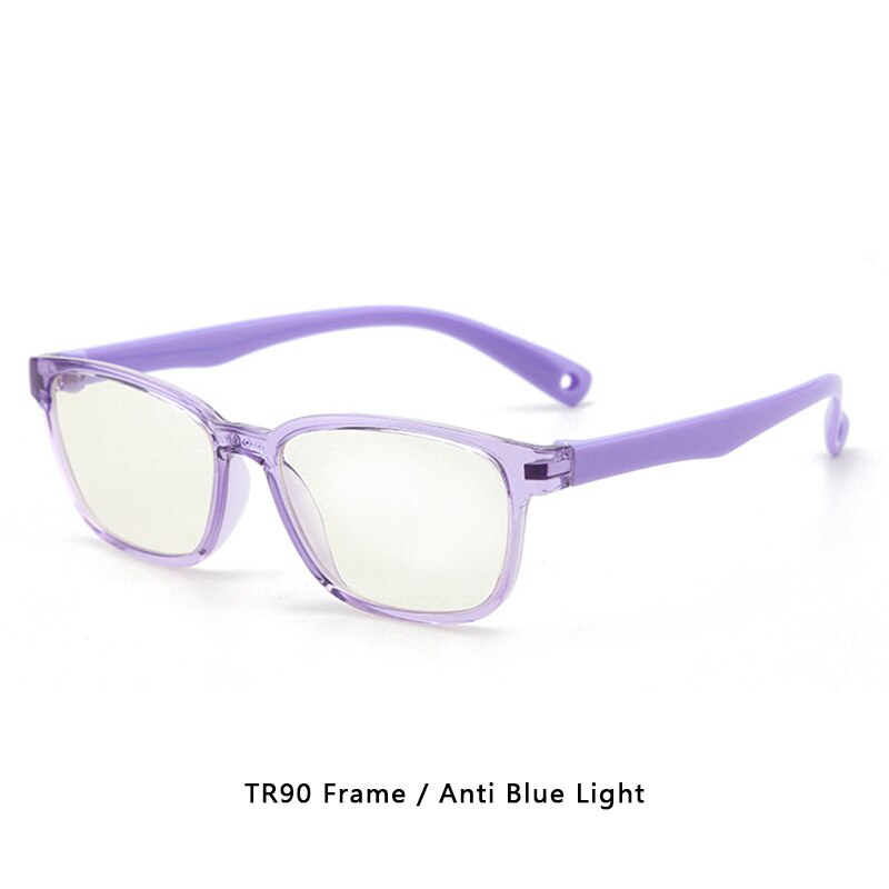 Blue Light Blocking Glasses Kids TR90 Flexible Ultralight Computer Gaming Prescription Glasses Boy Girl Child UV400: C3Purple TR90