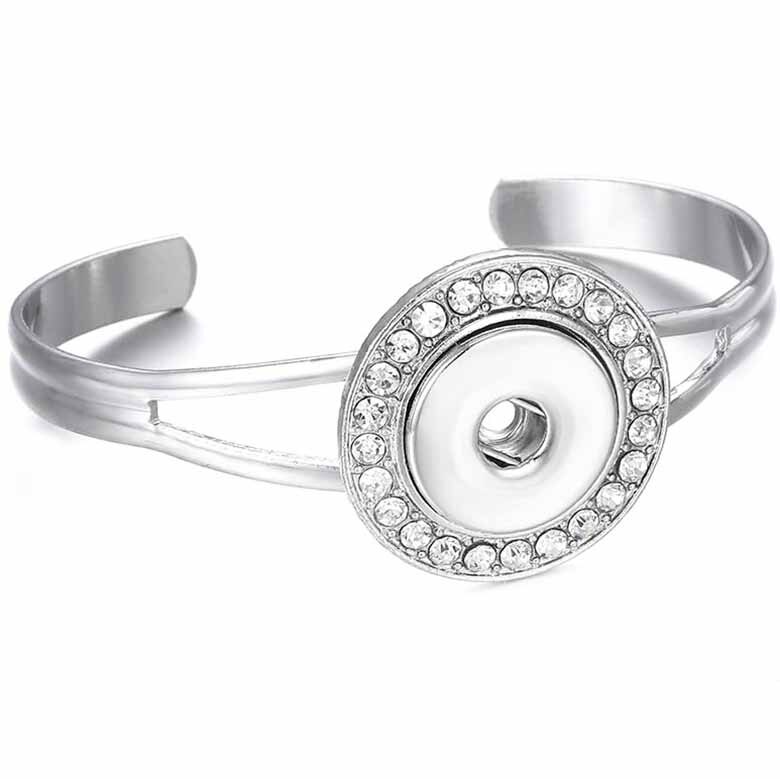 Snap Button Bracelet Cuff Bangle 20mm 18mm Metal Silver plated Snap Bracelet Fit Snaps Buttons Interchangeable Jewelry
