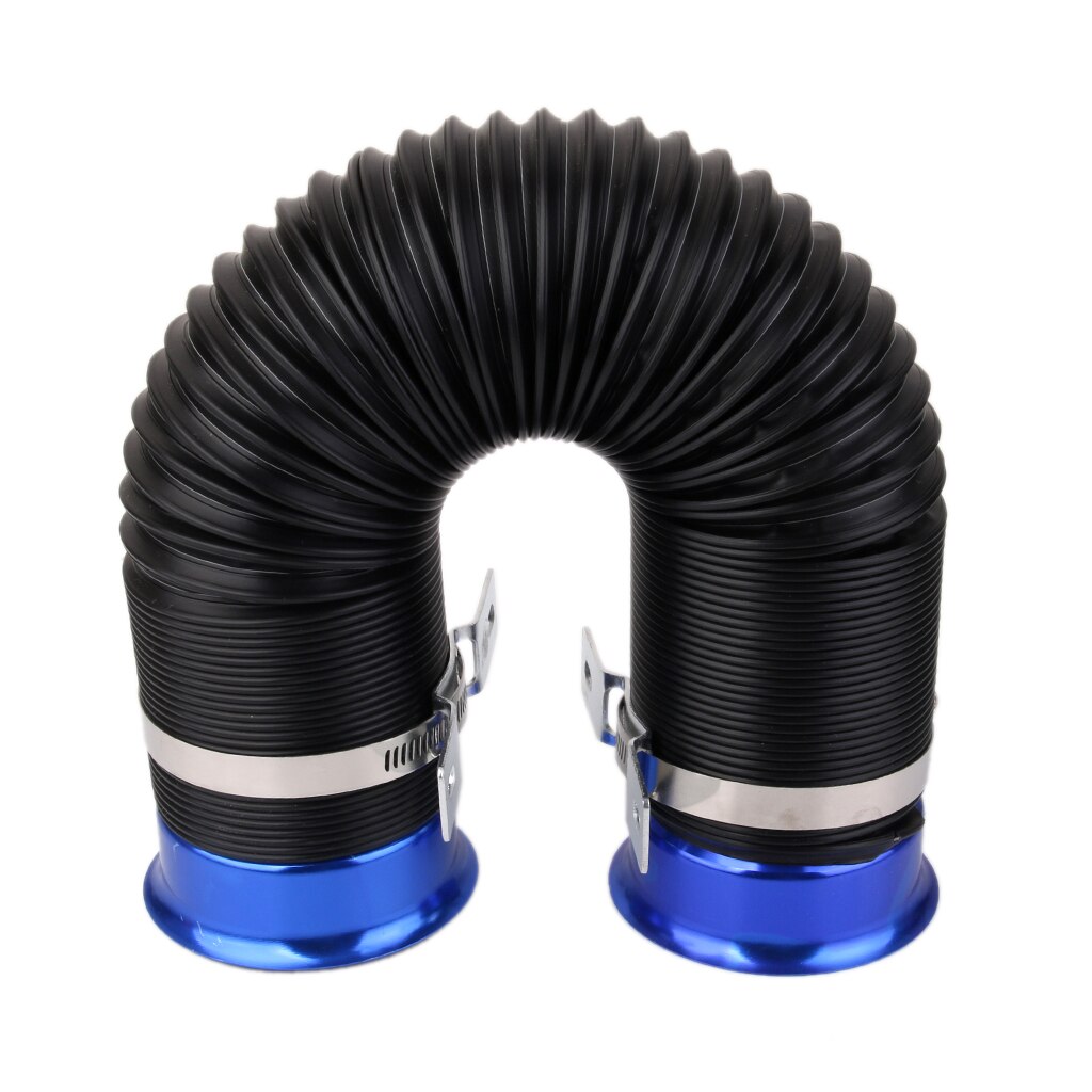3" Car Metal Flexible Cold Air Intake Feed Induction Ducting PVC Pipe Hose Blue